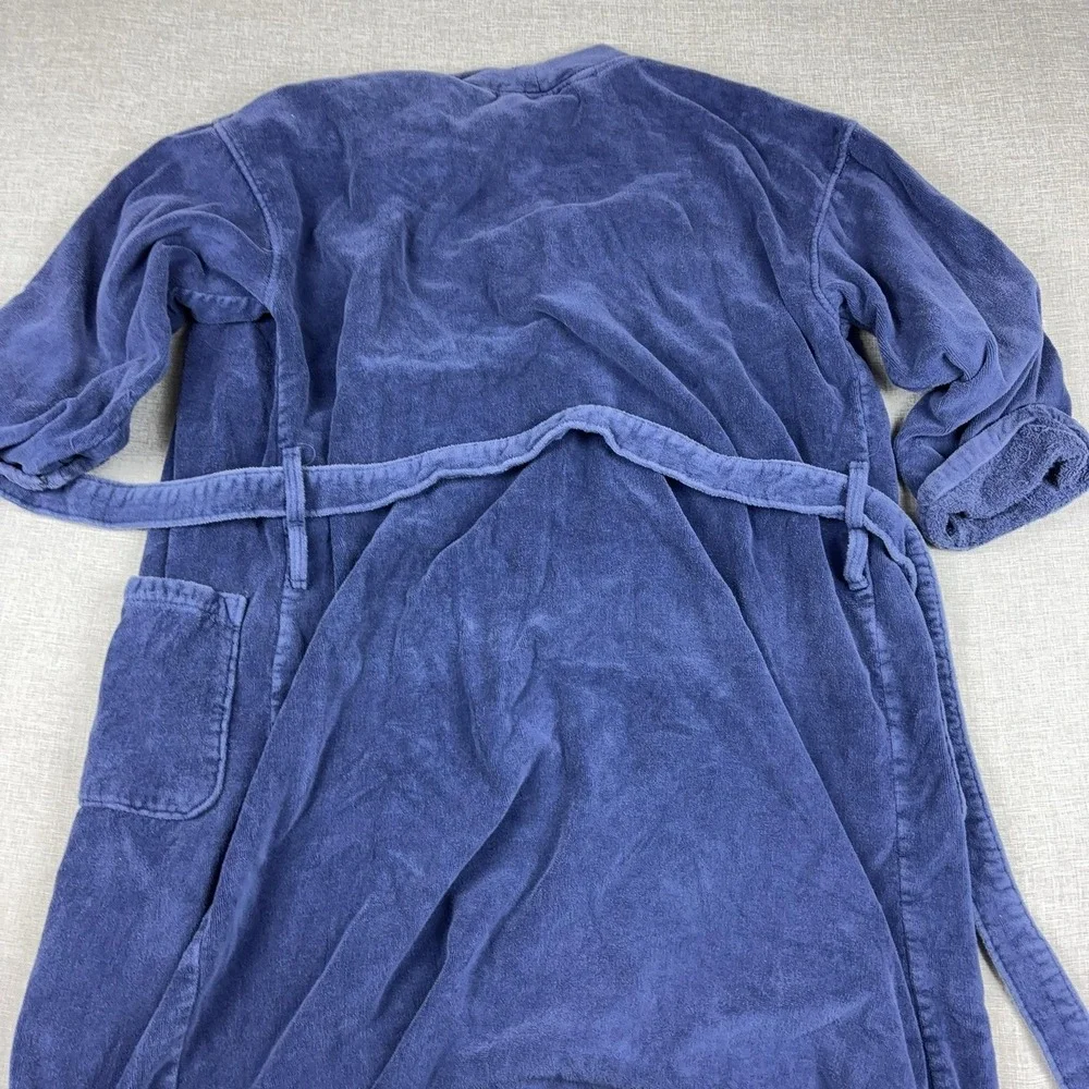 Polo Ralph Lauren Robe Mens M Blue Terry Cotton Belted Logo Bathrobe Sleepwear